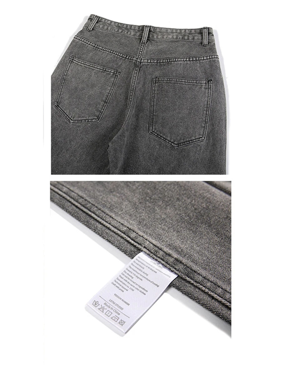 Four Seasons Men High Street Y2k Jeans Trend Street Loose Straight Trousers Fashion Streetwear Ins Hot Selling Denim Baggy Jeans