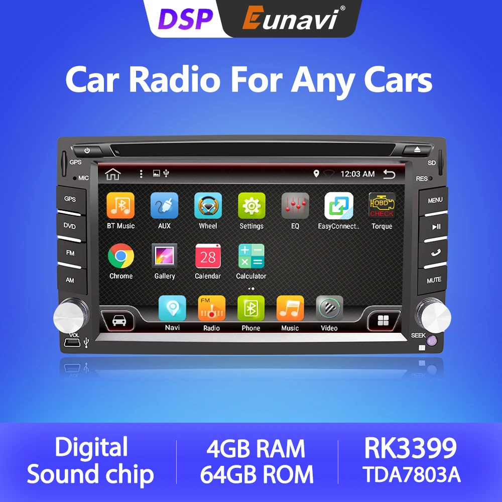 

Eunavi Android 10 Car Radio Audio GPS Navigation Universal Double 2 Din Multimedia Video Player Tape Recorder Stereo 2din DVD