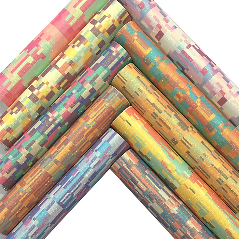 

20*30CM Sparkly Fine Glitter Fabric Rainbow iridescent Vinyl PU Faux Leather Sewing Fabric Sheets DIY Handmade Earring Bows 3698