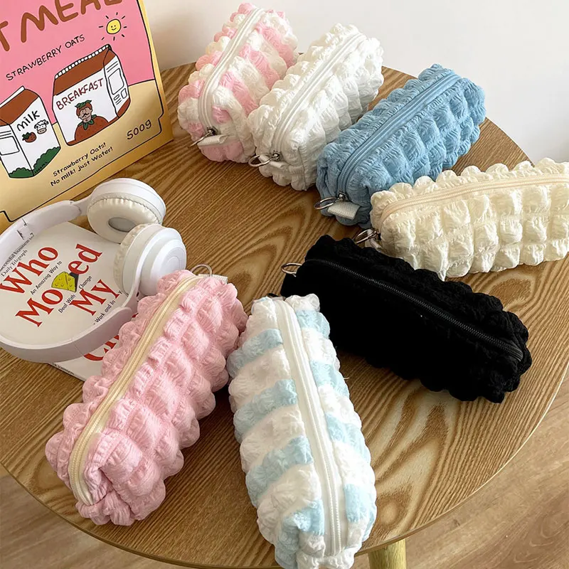 

Portable Student Pencil Bags Soft Cute Cream Bubble Pencil Case School Stationery Storage Bag Schoolgirl Pen Bag