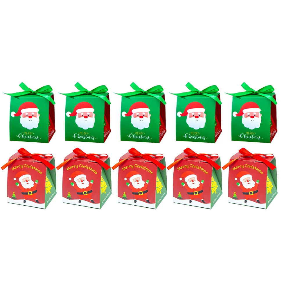 

10pcs Christmas Gift Wrapping Boxes Xmas Gift Holders Folding Paper Boxes