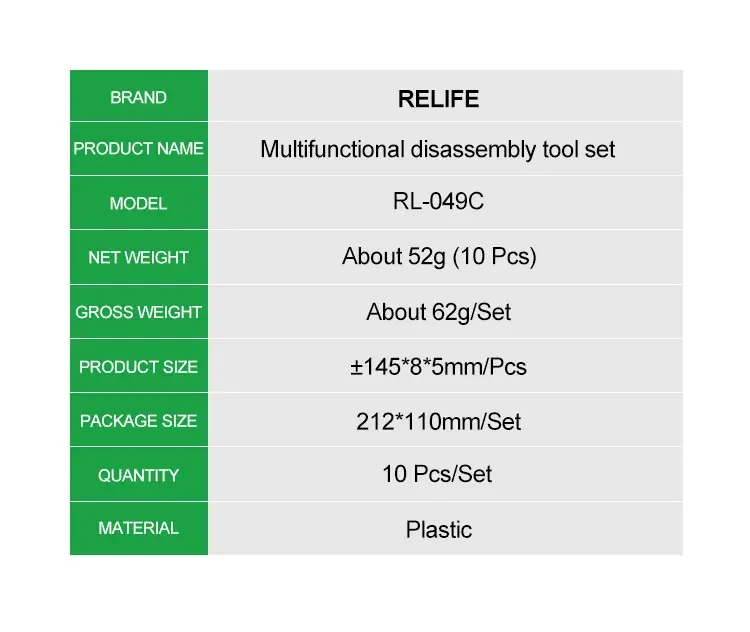 RELIFE для мобильных телефонов 10 в 1 многофункциональный набор инструментов