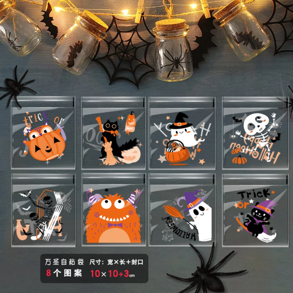 

100 шт., милые пластиковые пакеты для конфет и печенья на Хэллоуин