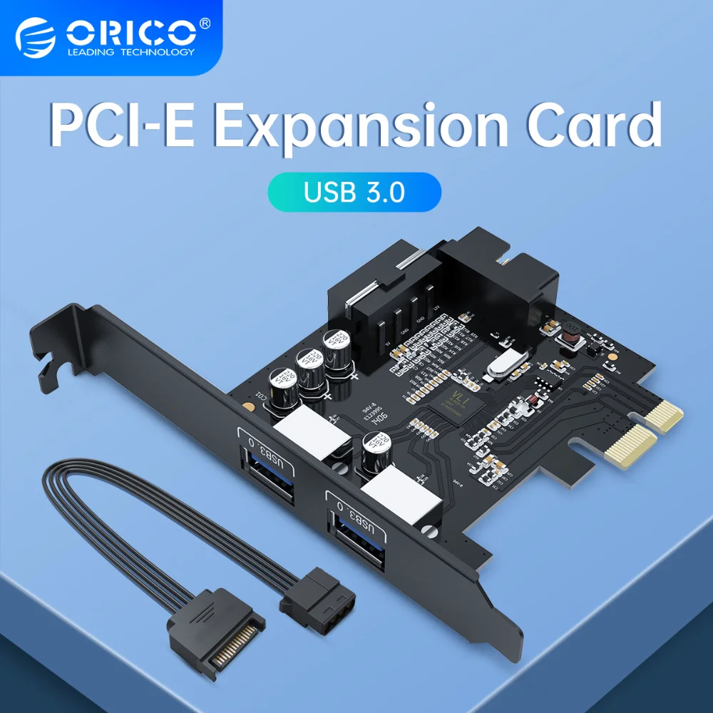 Плата расширения ORICO PCIE Hub, адаптер PCI-E USB 3,0, контроллер концентратора, карта адаптера с 15-контактным блоком питания, карта расширения PCI-E