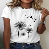 3d dandelion flower print t shirt for women womens round neck floral print t shirt tops for women summer 2022