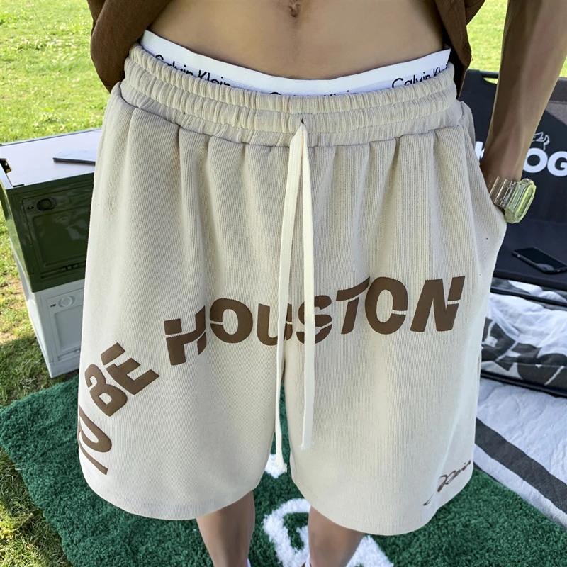 

2022 summer new foam printed shorts men's loose straight pants comfortable casual pants