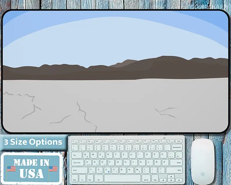 

Cartoon Desert Desk Mat, Salt Lake Desk Pad, Drought Mouse Mat, Cracks, Salt Flat Background, Extended Mouse Pad Gift For Salt L