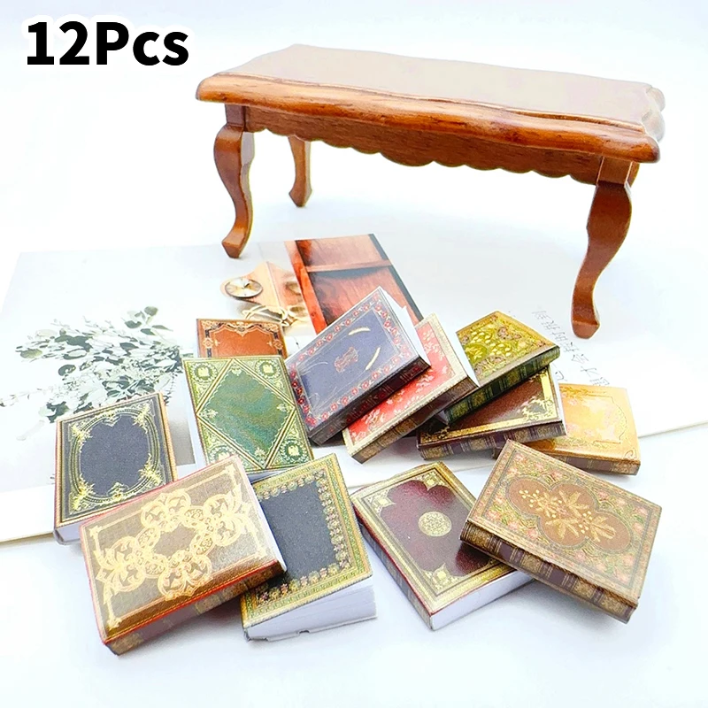 

12Pcs/set 1:12 Dollhouse Miniature Book Model Notebook Pretend Play Doll House Decoration Accessories Pretend Toys