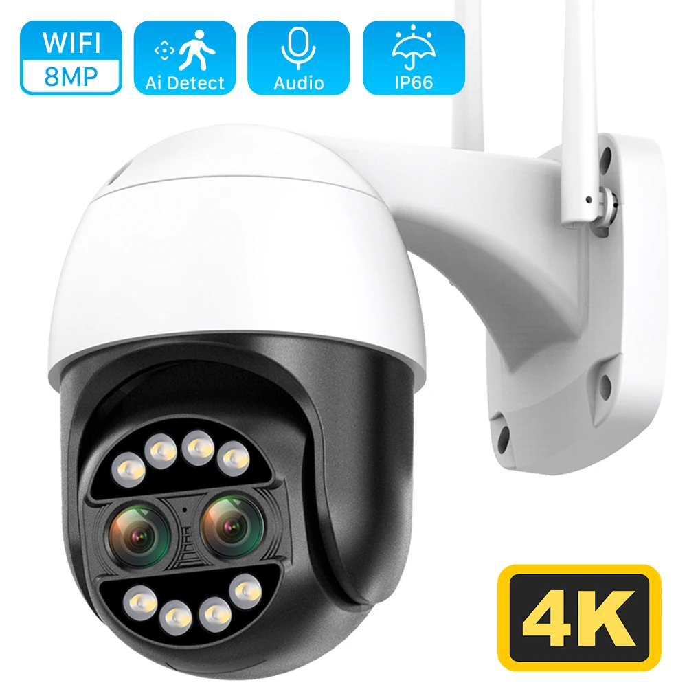 

8-кратный зум, 4K, двойной объектив, Wi-Fi, IP-камера 8 МП, наружная система видеонаблюдения, двухстороннее аудио, PTZ, 2K, 4 МП, стандартная система камер