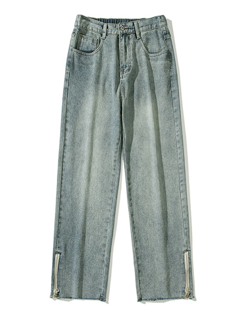 Men Solid Baggy Jeans PantsKorean Fashion Harajuku Denim Trousers Male Wide Leg Black Harem Pants Men Clothing JEANS