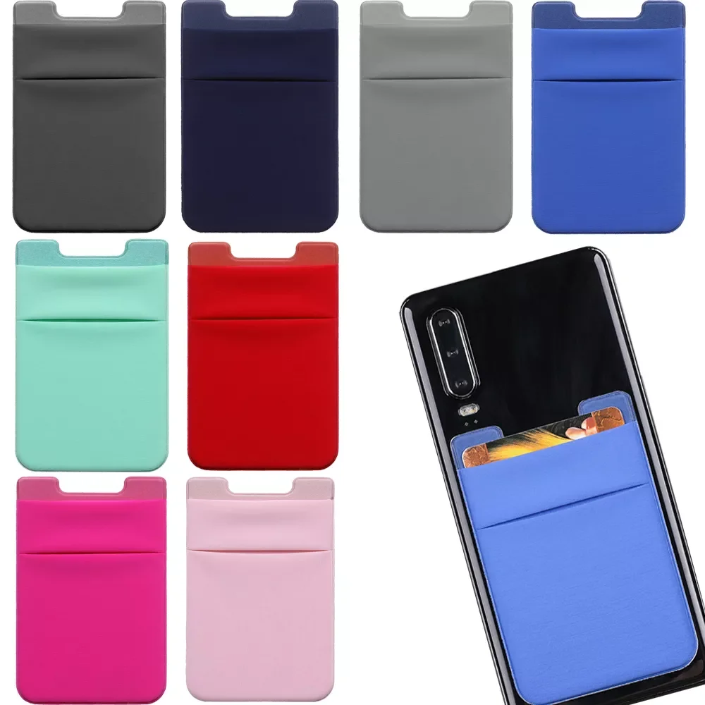 

2020 New Adhesive Sticker Phone Pocket Cell Phone Stick On Card Wallet Stretchy Credit Cards ID Card Holder Pouch Sleeve