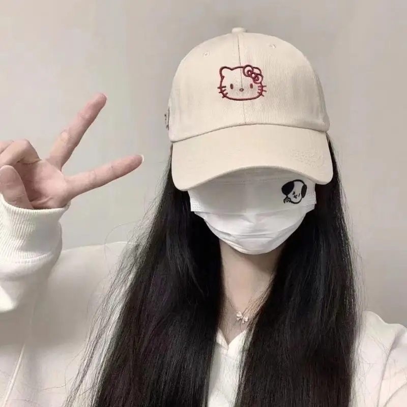 

Sanrios аниме мультфильм Kt Off-White Pachacco Кепка с уткой Kawaii милые летние солнцезащитные женские бейсбольные мягкие кепки с изогнутыми полями