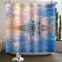dreamy castle blue sky shower curtain baby room decor curtain waterproof bathroom partition curtain hanging with hooks props