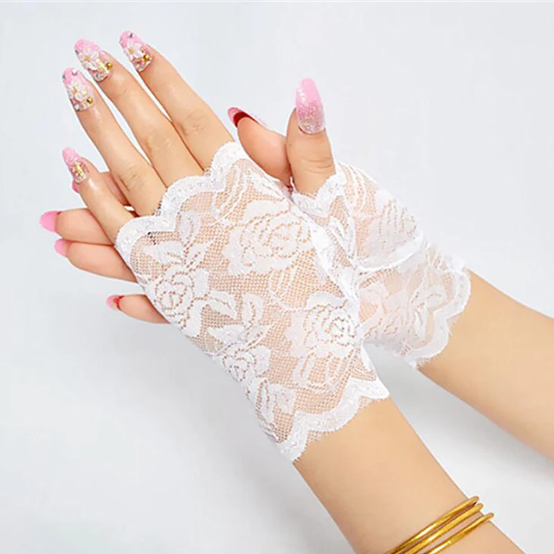 

Womens Sexy Dressy Lace Gloves Sunscreen Short Gloves Fingerless Lace Driving Gloves Spring And Summer Mittens Accessories