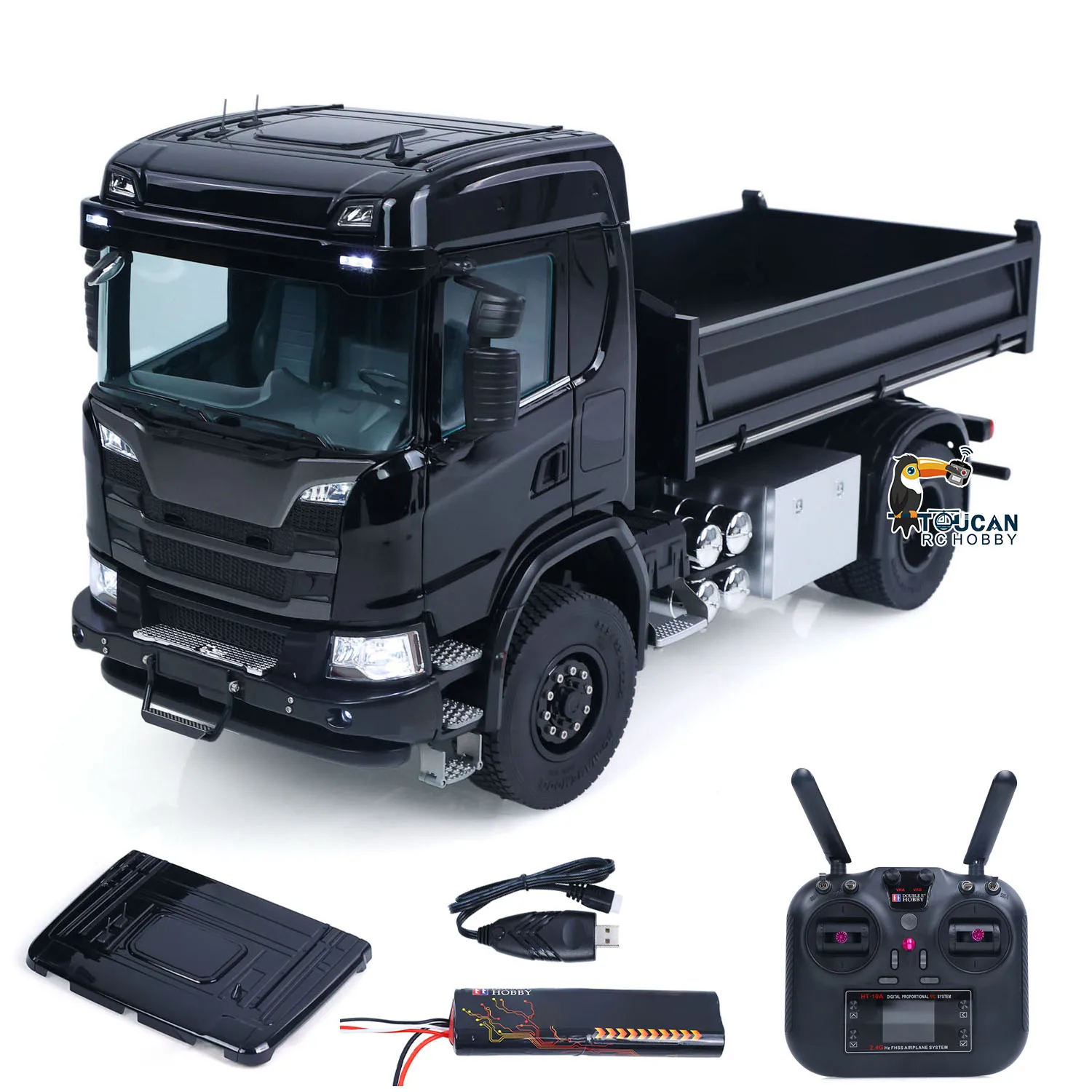 Фото Новый радиоуправляемый самосвал DoubleE E022 1/14 с ЧПУ, 4x4, с подсветкой, модель грузовика для взрослых №3