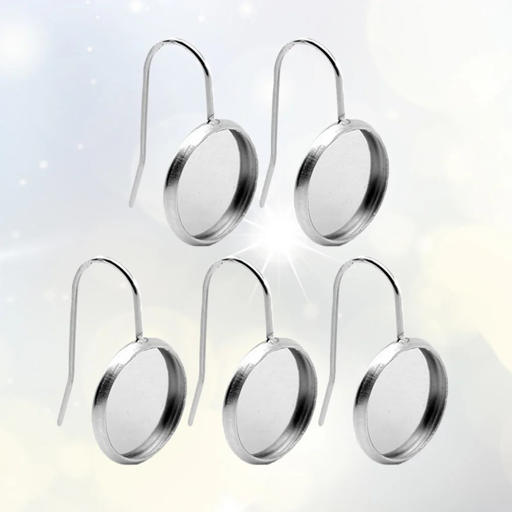 50pcs Silver Stainless Steel Blanks Earring Bezel Setting Wire Hooks Settings Trays for Jewelry Making and DIY Crafts