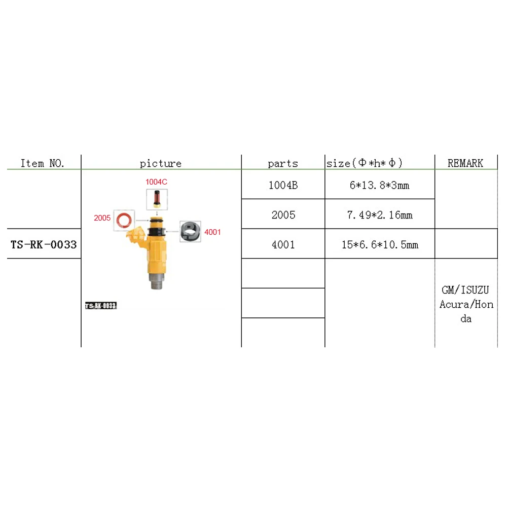 

Комплект для ремонта топливного инжектора запасные части для GM/ ISUZU /Acura/Honda R0033