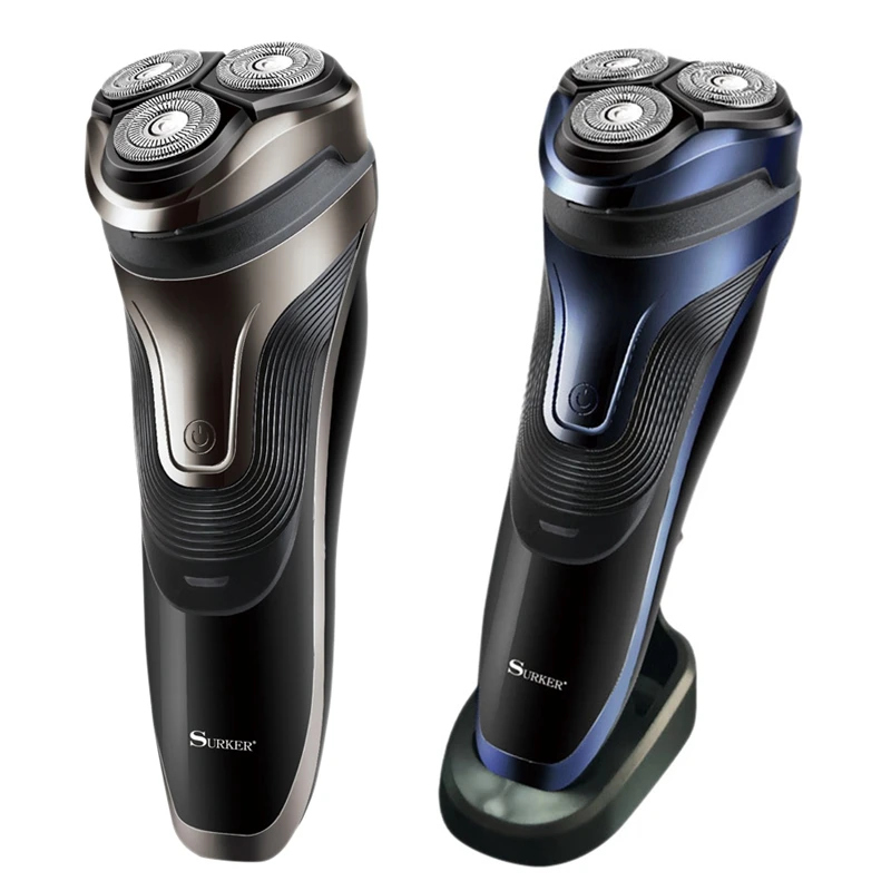 

SURKER 3D Beard Trimmer For Men Rotary Shaver Bald Head Electric Shaver Rechargeable Razor With Seat EU Plug