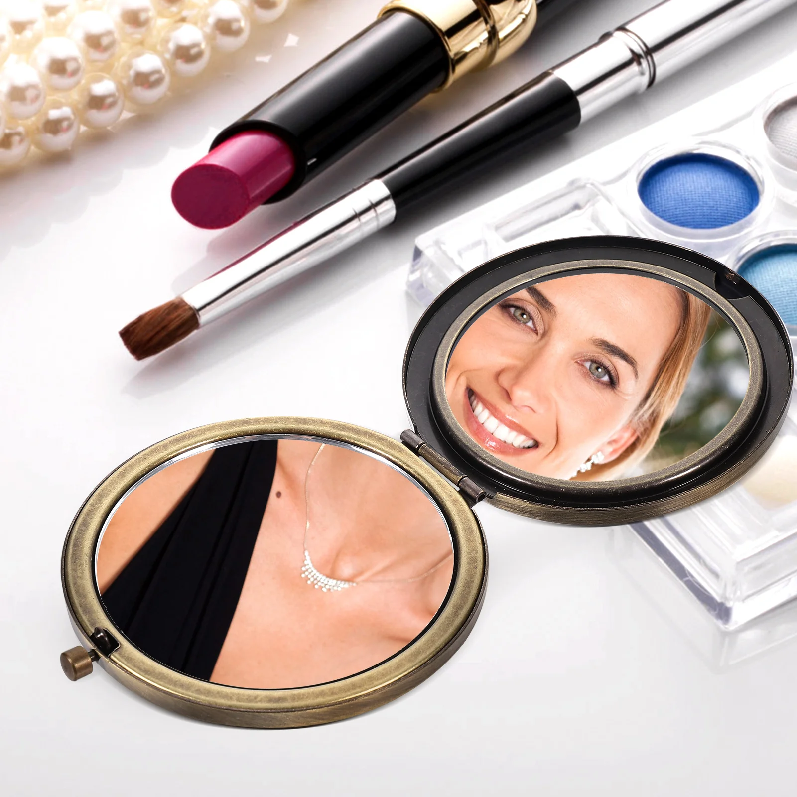 Компактное зеркало подарки для макияжа женщин складной карман туалетного