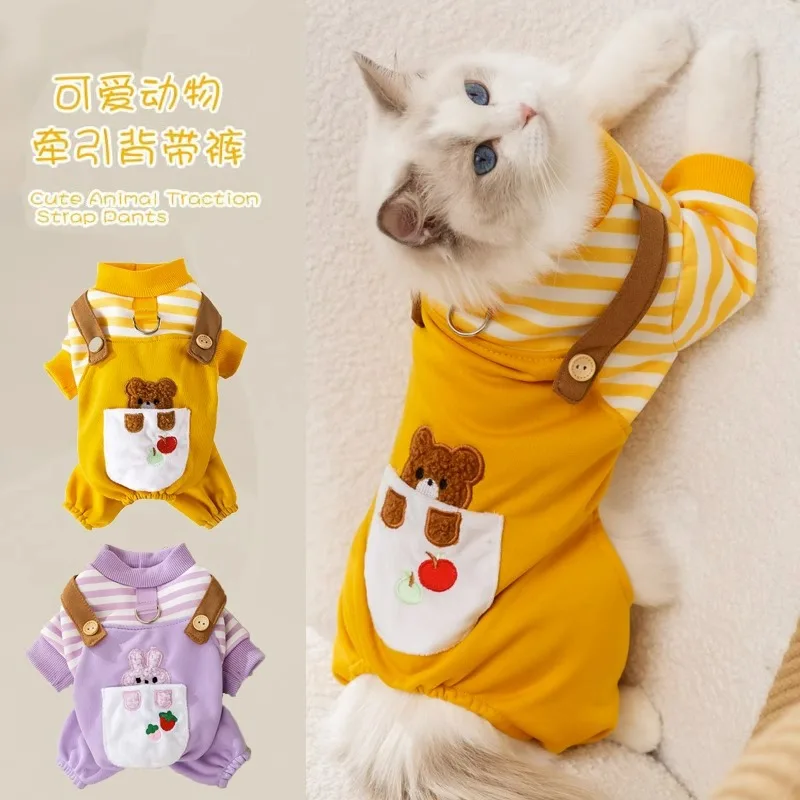 

Одежда на осень и зиму с 4 ногами, одежда для кошек, Комбинезоны для домашних животных, милый плюшевый мишка, товары для домашних животных, костюм для кошек