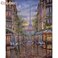 gatyztory painting by numbers kits for adults night city landscape oil picture 60x75cm framed acrylic paint drawing canvas