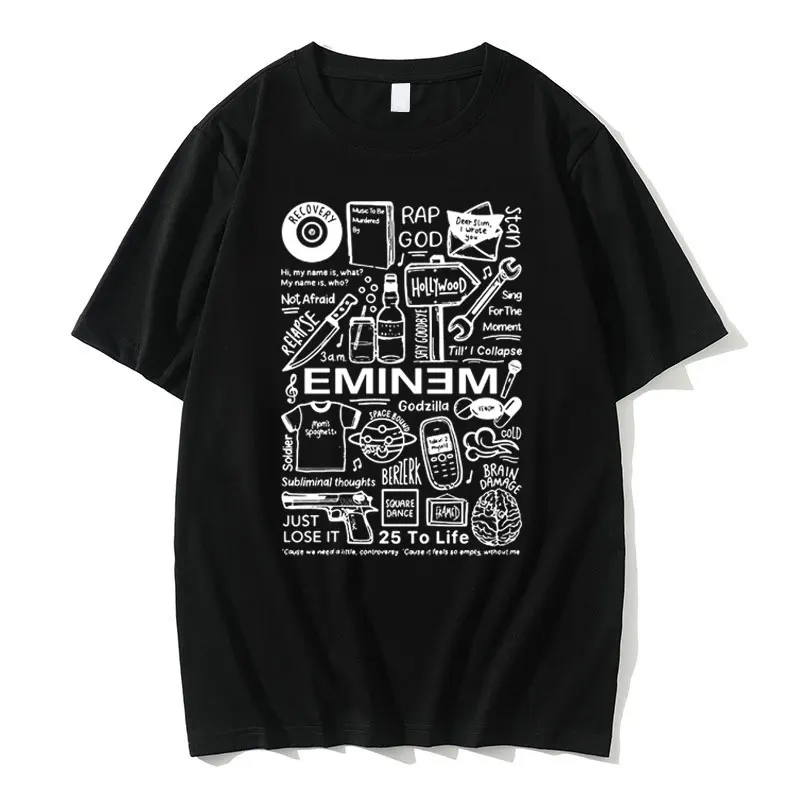

Rapper Eminem Slim Shady Graphic T-shirts Men's Fashion Vintage T Shirt Men Women Gothic Tees Man Oversized Hip Hop Streetwear