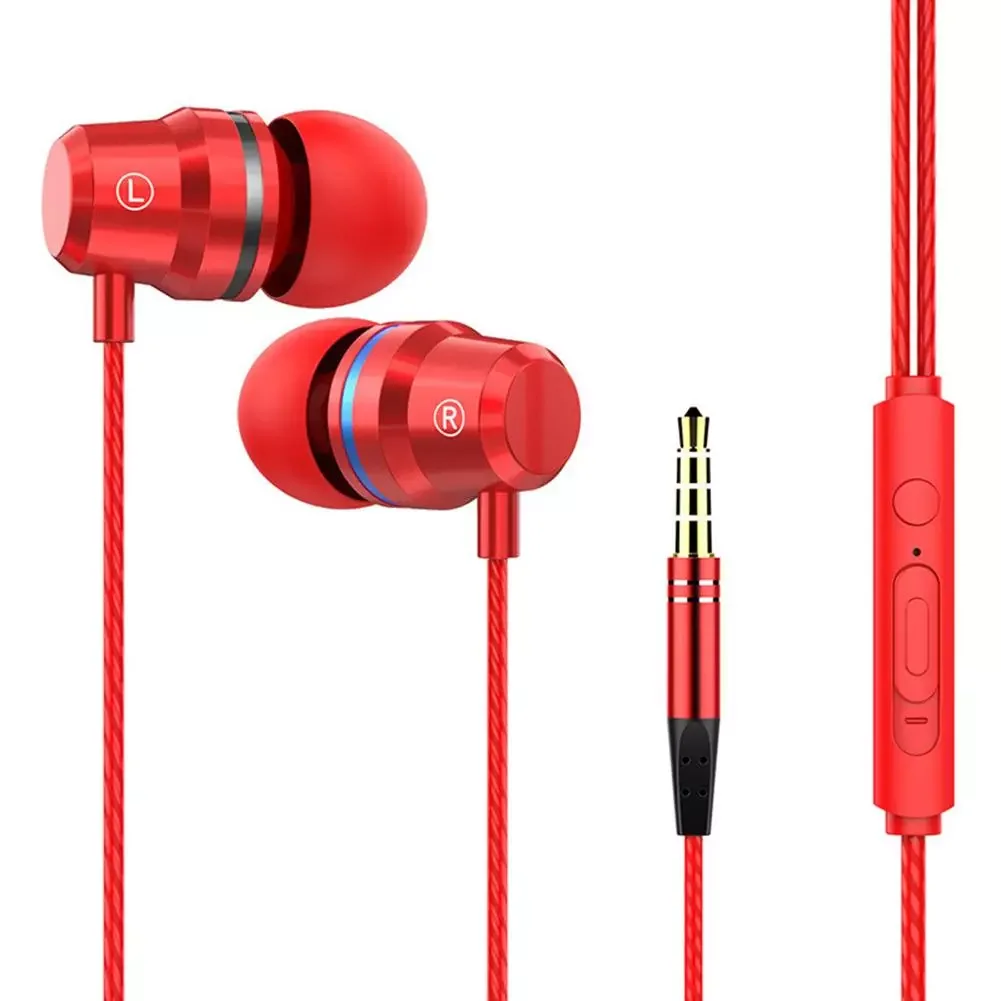 

2023New Universal 3.5mm Wired In-Ear Earphone Heavy Bass Stereo Volume Control Earpiece With Mic