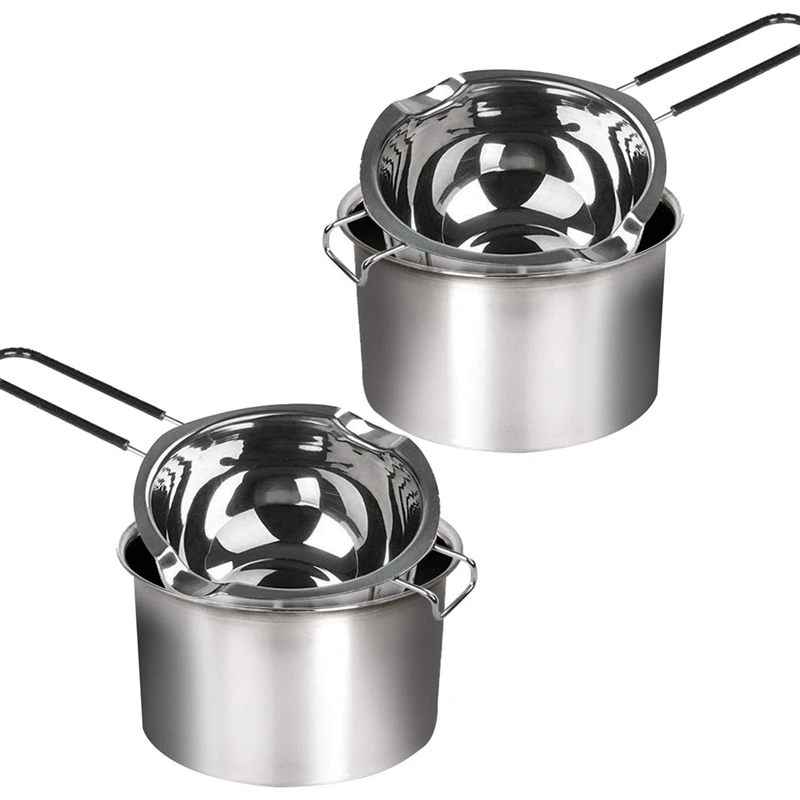 

4-Pack Stainless Steel Double Boiler, For Chocolate,Caramel And Candy- Steel Melting Pot, 2 Cup Capacity, Universal Pad