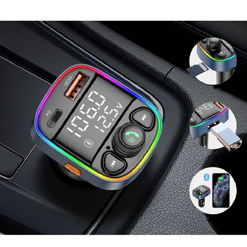 Автомобильный MP3-плеер Pd20W + Qc18W с поддержкой Bluetooth 5 0 и двумя цифровыми дисплеями