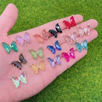 5pcslot colorful butterfly bracelet earring accessories shiny crystal glass butterfly charm pendant diy necklace jewelry making