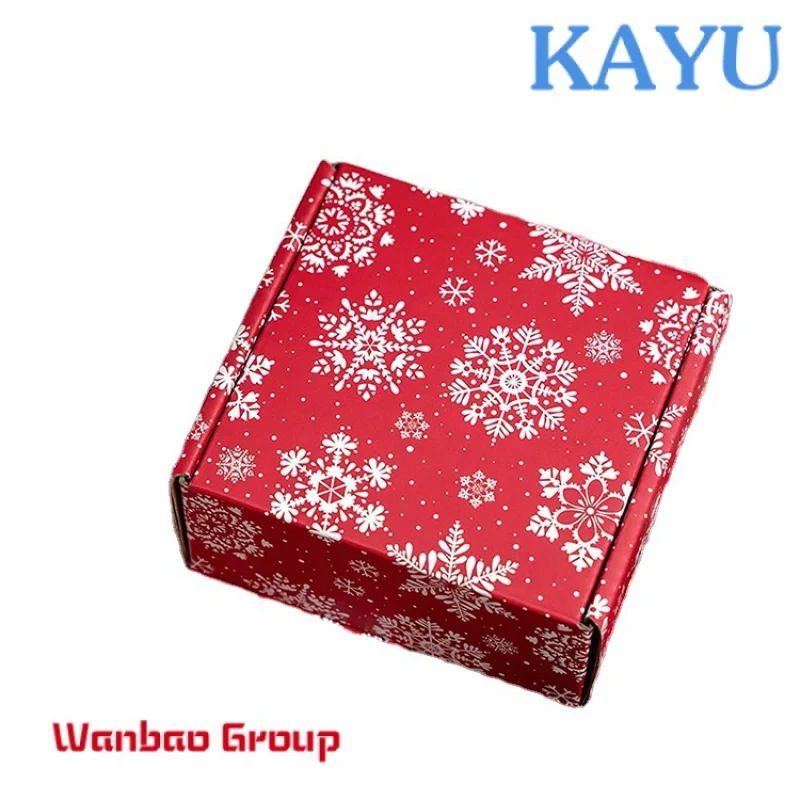 2022Hot sell Good quality red white fancy mail christmas corrugated box Gift decoration small business packaging