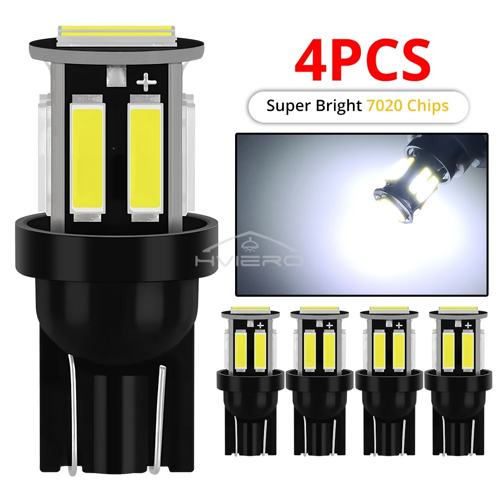 

4 шт. T10 COB 10SMD Led 7020 Auto At Night LED 194 168 Wedge Замена лампы приборной панели заднего хода Белые лампы для освещения