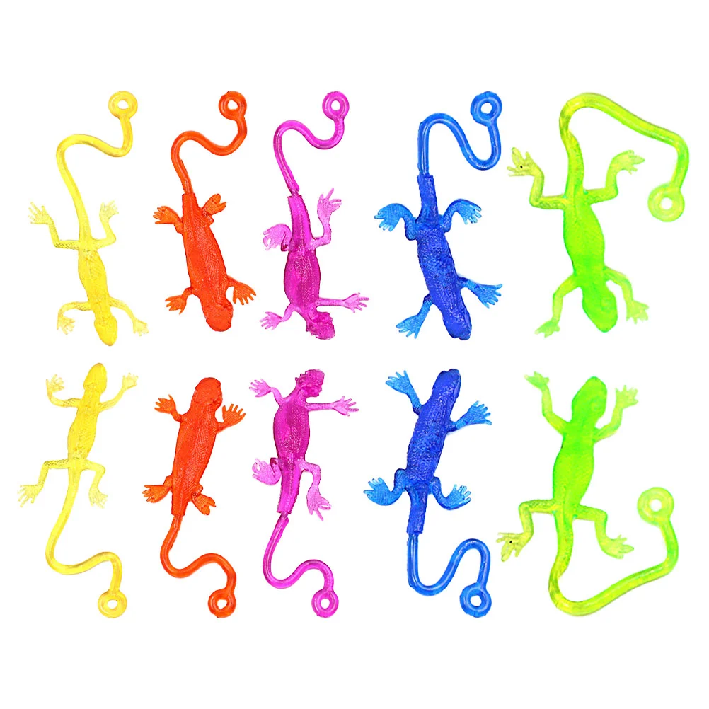 

12 Pcs Toddler Outdoor Playset Stretchy Animals Toys Plastic Sticky Lizard Sticky Toy Set Mini Sticky Lizards