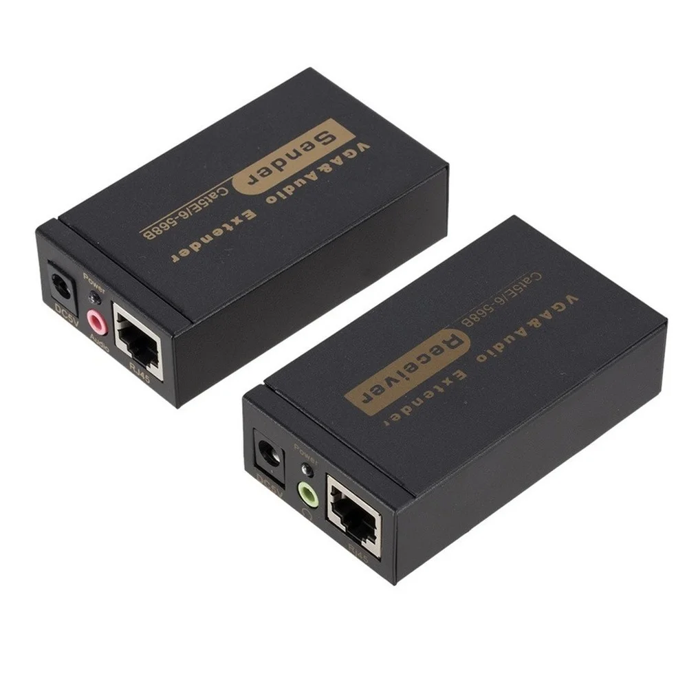 PzzPss 100 м HD 1080P UTP VGA удлинитель RJ45 1x1 сплиттер с аудио 3 5 мм RJ45/Cat5e/6 Ethernet-кабель для