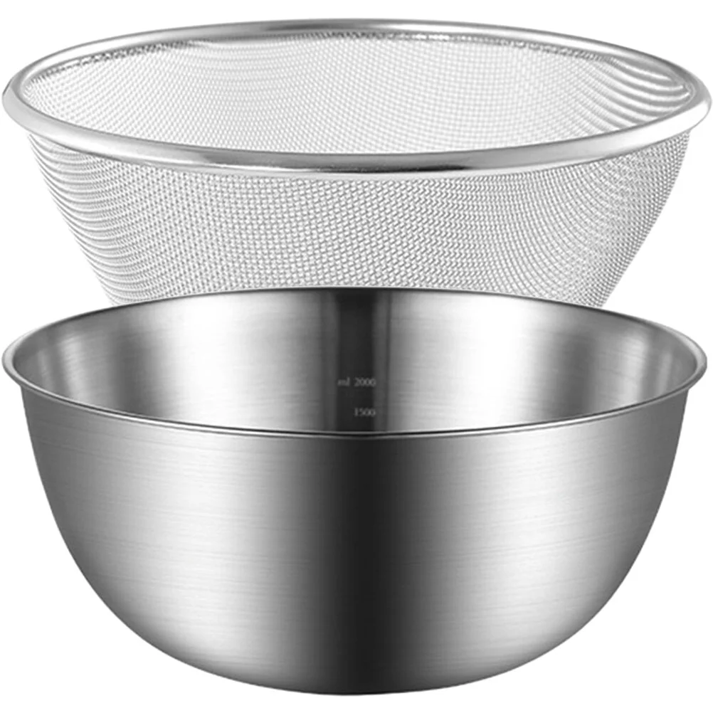 

Noodle Bowl Colander Stainless Steel Fruit Basket Kitchen Counter Metal Veggie Pasta Water Filter Countertop Mesh Strainer