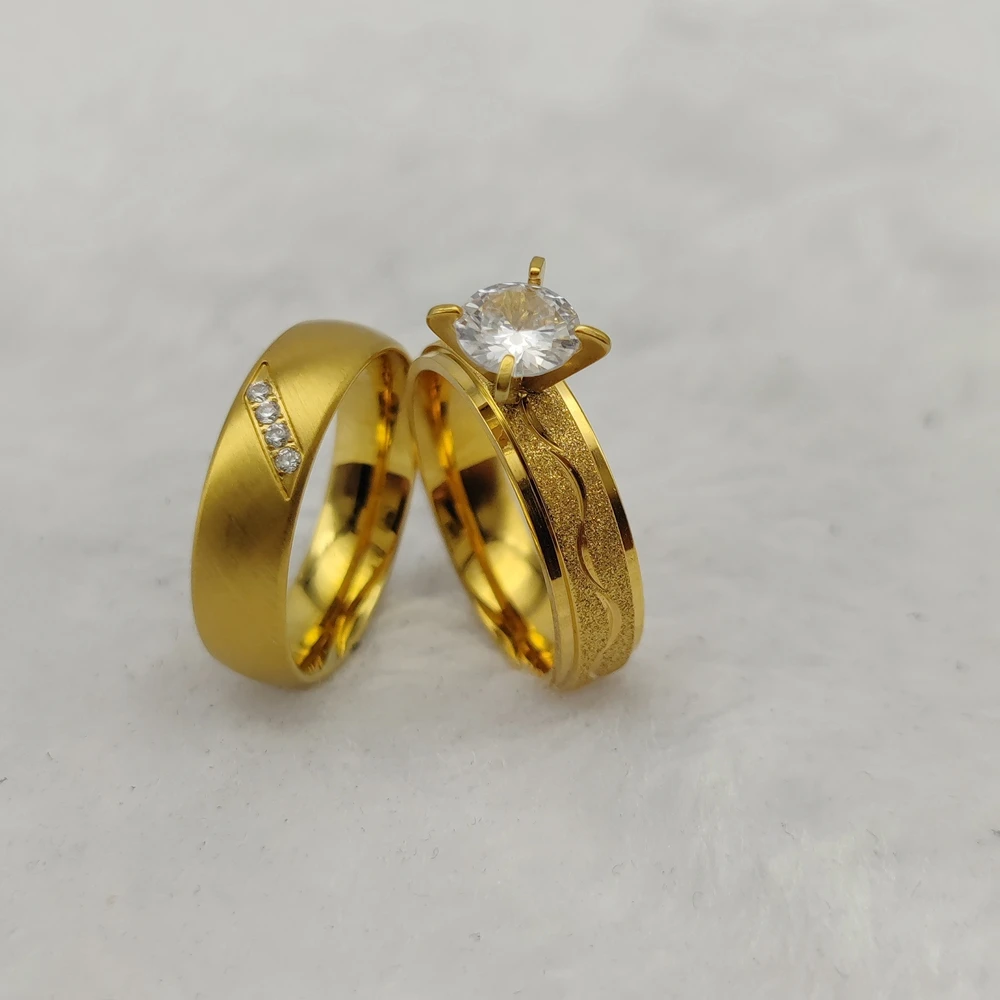 Бразильское Золотое кольцо на палец набор из кольца титана с фианитом онлайн 24k