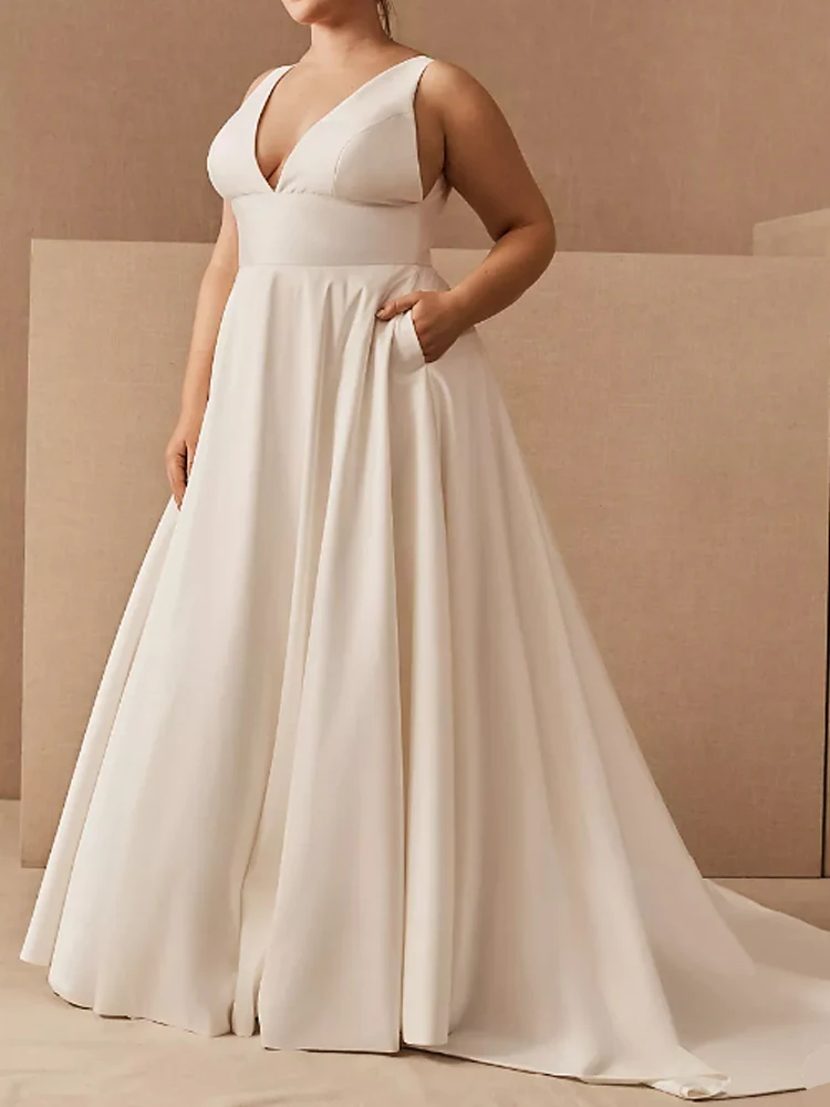 Женское свадебное платье с карманами элегантное привлекательное ТРАПЕЦИЕВИДНОЕ