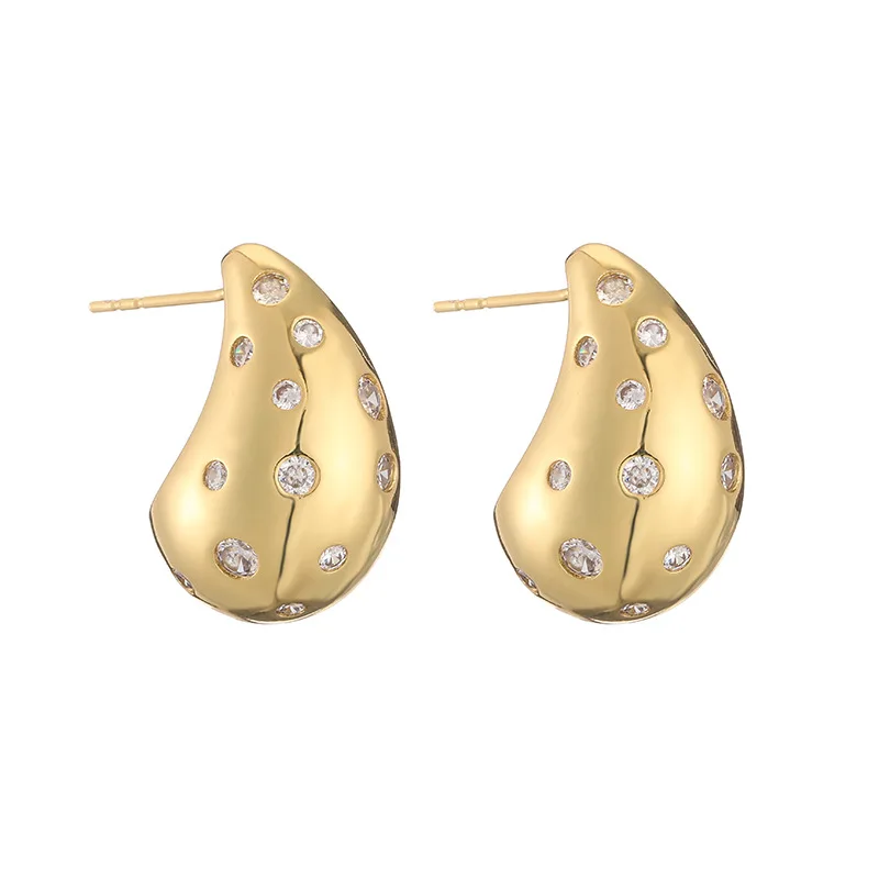 

New Women's 18k Gold Colored Zircon Droplet Earrings, Popular Personalized Fashion Jewelry, Festival Gifts