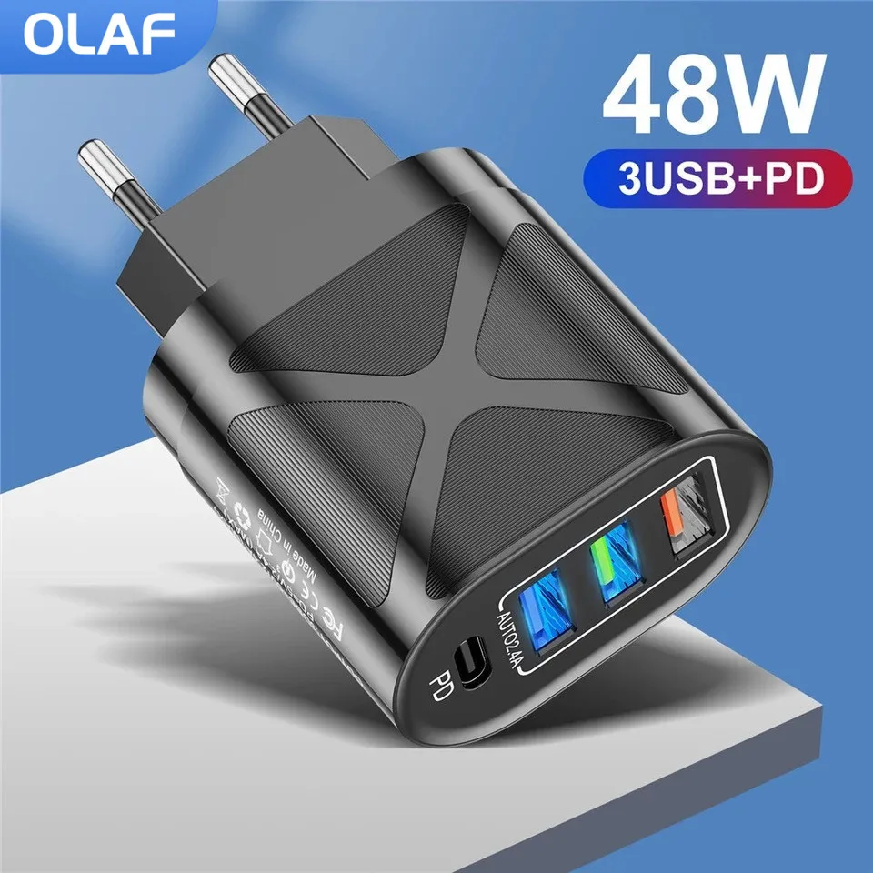 

OLAF 65 Вт Зарядное устройство Type C Быстрая зарядка QC3.0 для iPhone 13 12 Pro Max Huawei Xiaomi Samsung POCO Tablet USB C зарядное устройство PD адаптер
