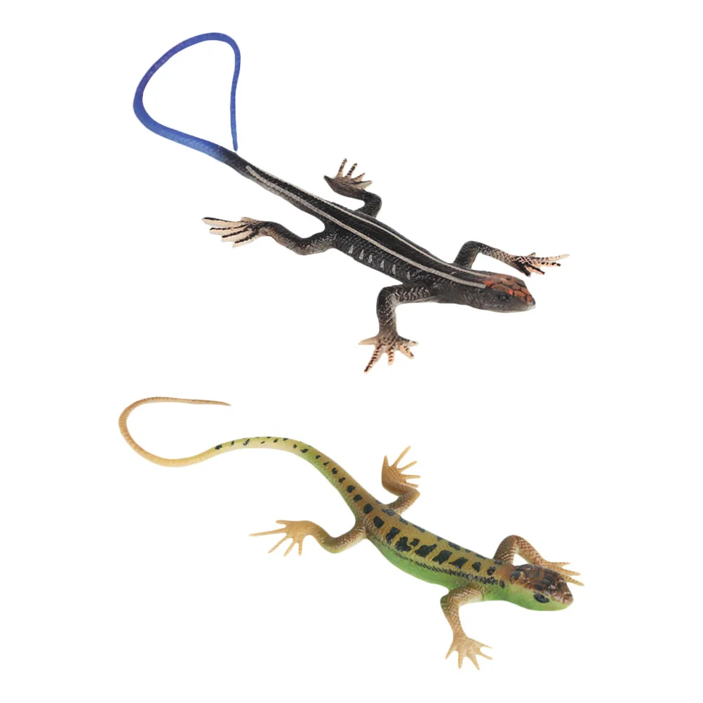 

2 pcs Animal Models Simulation Plastic Small Trick Toys Lizard Decoration for Children