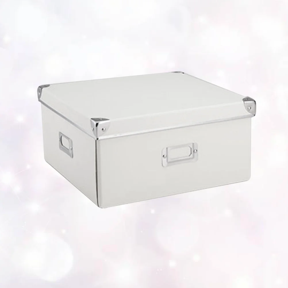 

Портативный чехол для хранения с крышкой, складной бумажный бытовой контейнер для хранения для спальни, гостиной (белый, 26x16x14,5 см)