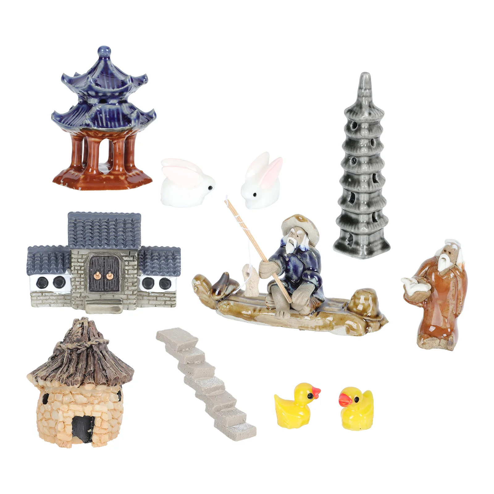 

11Pcs Simulated Scene Adornment Bonsai Mini Decor Lawn Landscaping Prop