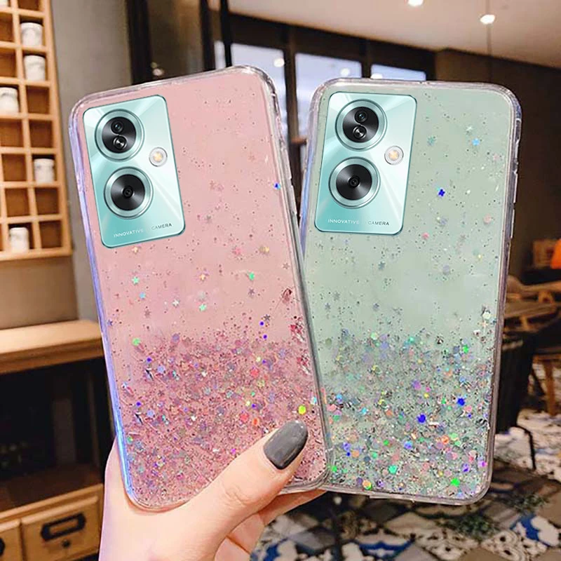 Чехол-накладка из силикона и ТПУ с блестками для OPPO A79