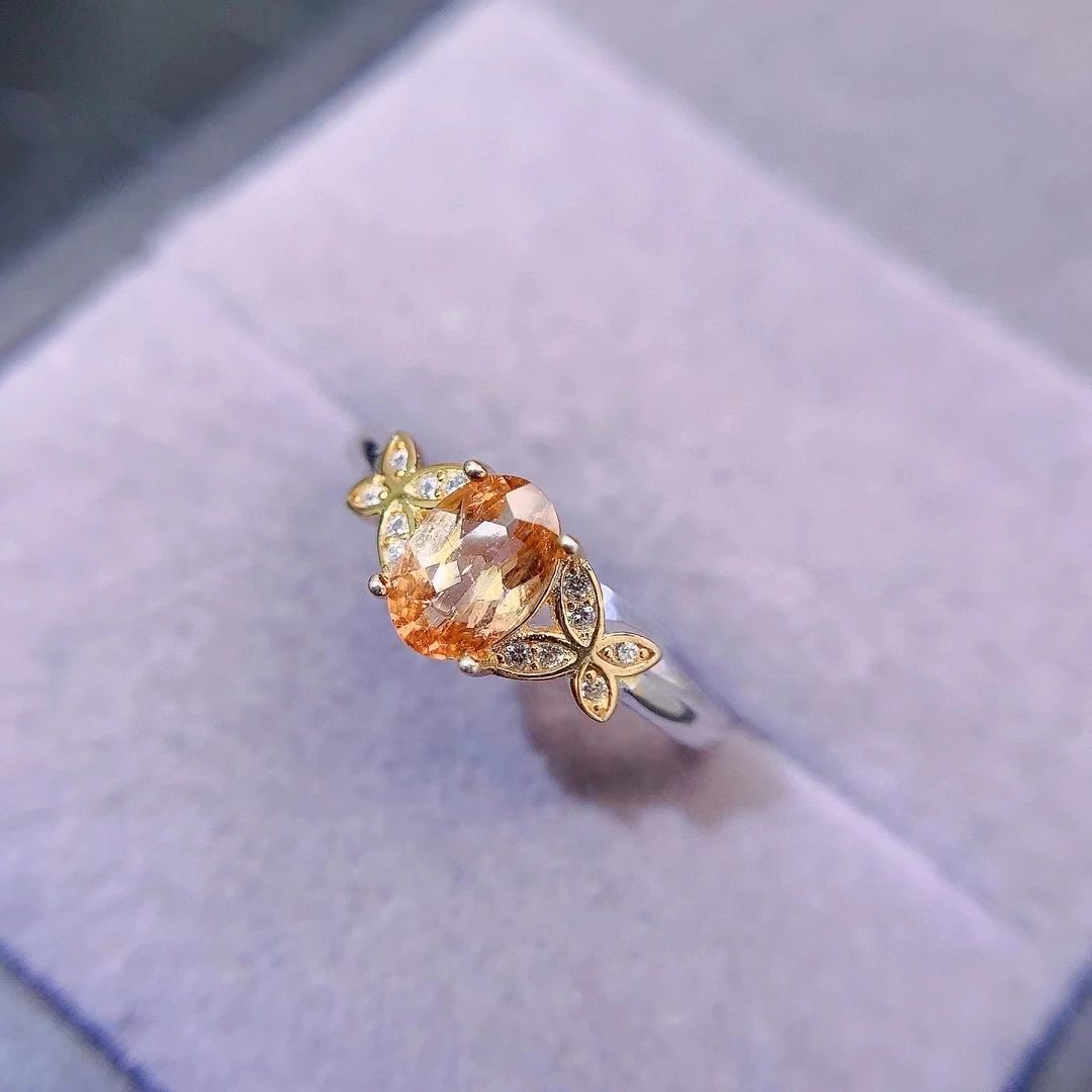 Кольцо из натурального желтого турмалина для помолвки кольцо серебра 925 пробы с 3