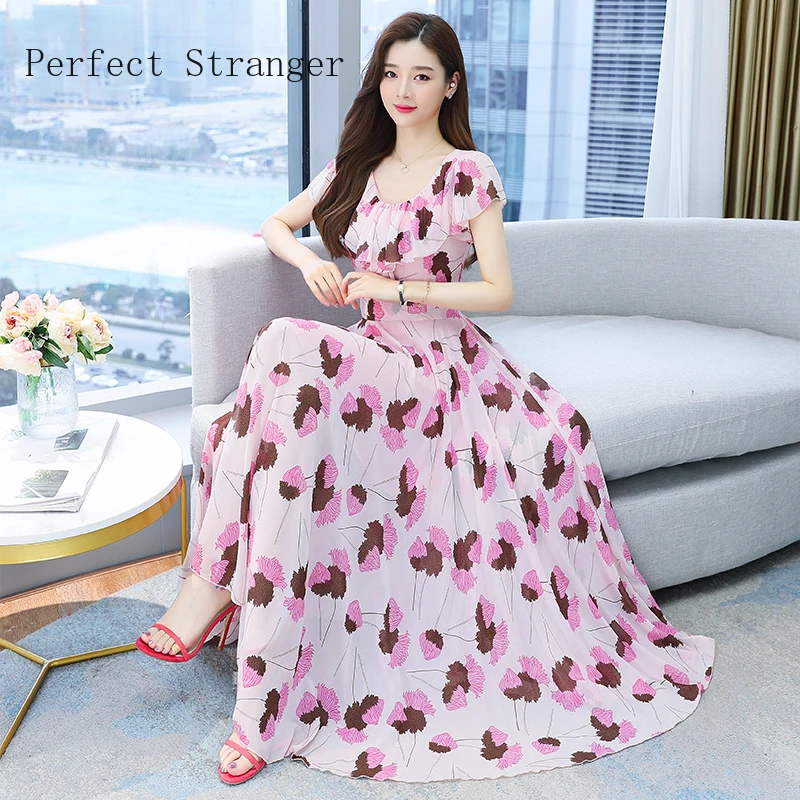 

Chiffon Dress Women Dresses Summer 2022 Sestito Floreale Vestidos Largos Verano Pink Casual Robe Plus Size Tulle Sukienka