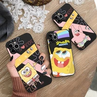 cute cartoon spongebob squarepants best friends phone case for iphone 14 13 12 11 pro xs max 8 7 plus x xr cover