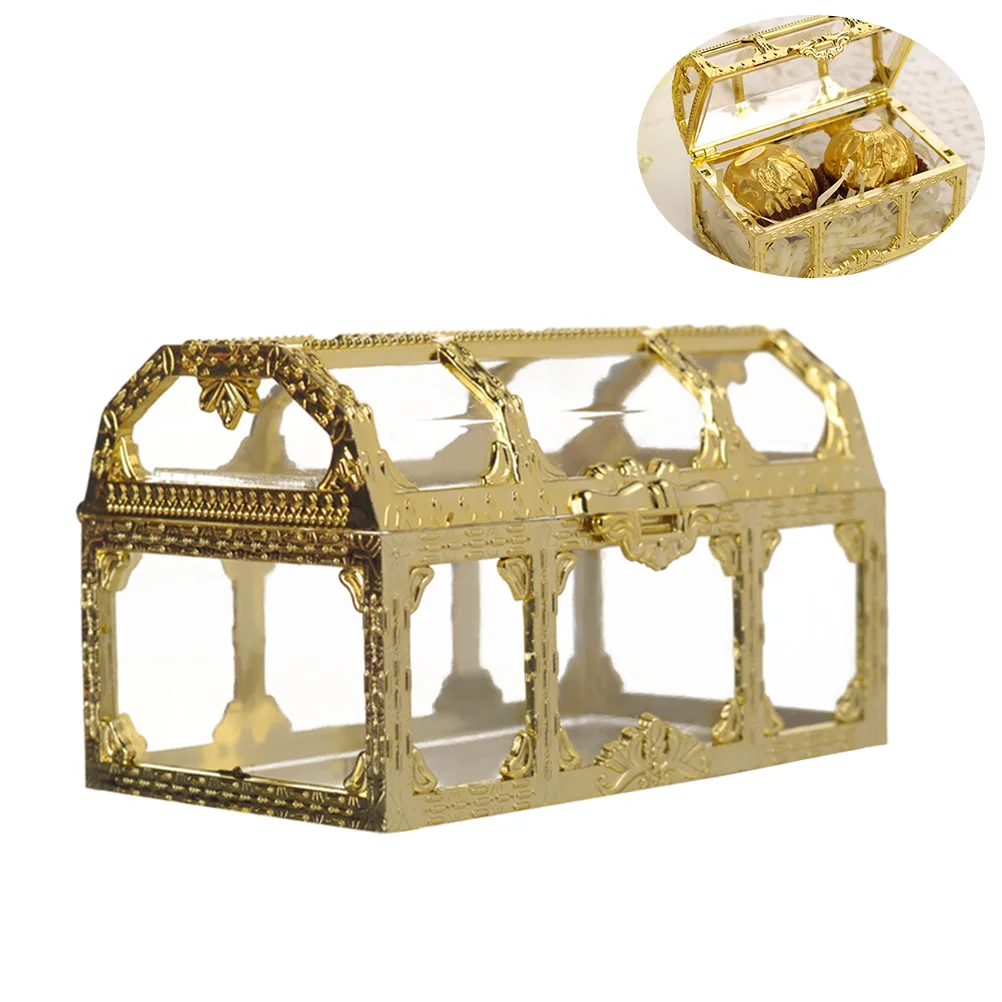 

Box Candy Wedding Treasure Boxes Gift Clear Plastic Chocolate Favor Pirate Treat Storage Party Container Toy Silver Jars Favors