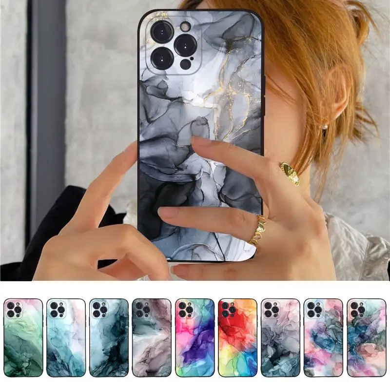 

Grey Flowing Abstract Painting Phone Case For iPhone 14 11 12 13 Mini Pro Max 8 7 6 6S Plus X SE 2020 XR XS Funda Case