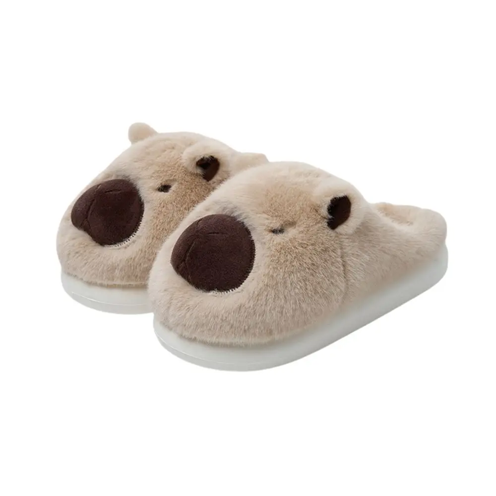 Модные мягкие теплые тапочки с капибарой милые плюшевые шлепанцы на толстой