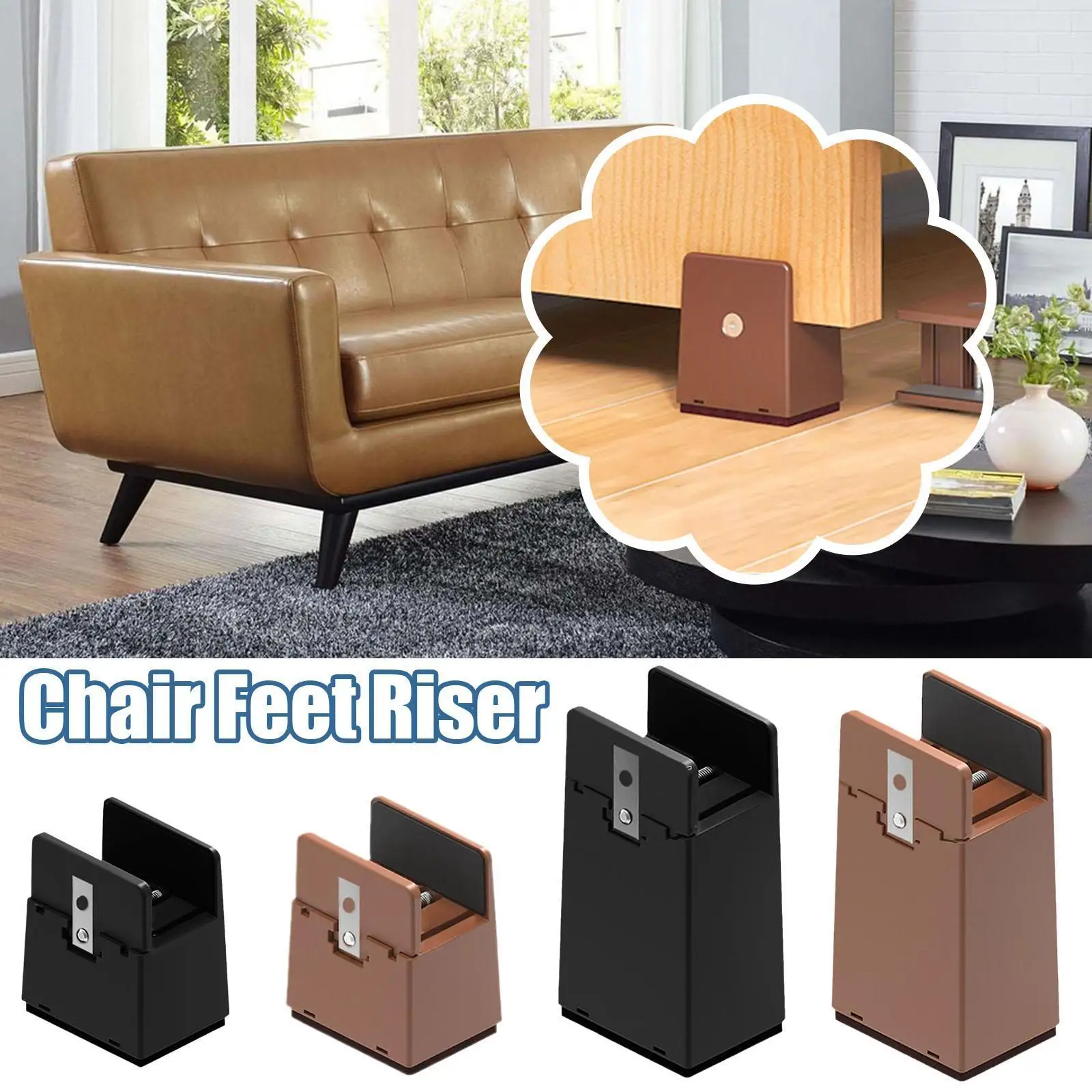 Feet Riser With Screw Clamp 2 4 Inch Furniture Bed Risers Height Duty Heavy Chair Round Sofa Tables Legs S S2a1